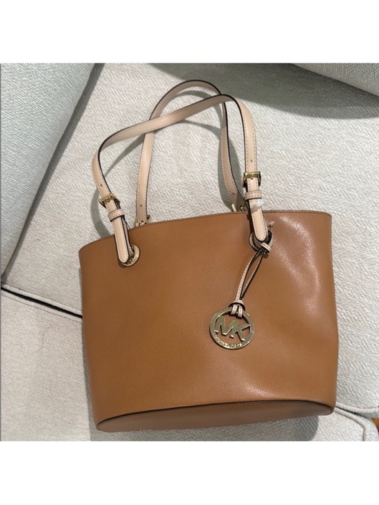 Michael Kors Handbags - Michael Kors Tan Leather Tote with Cream Straps